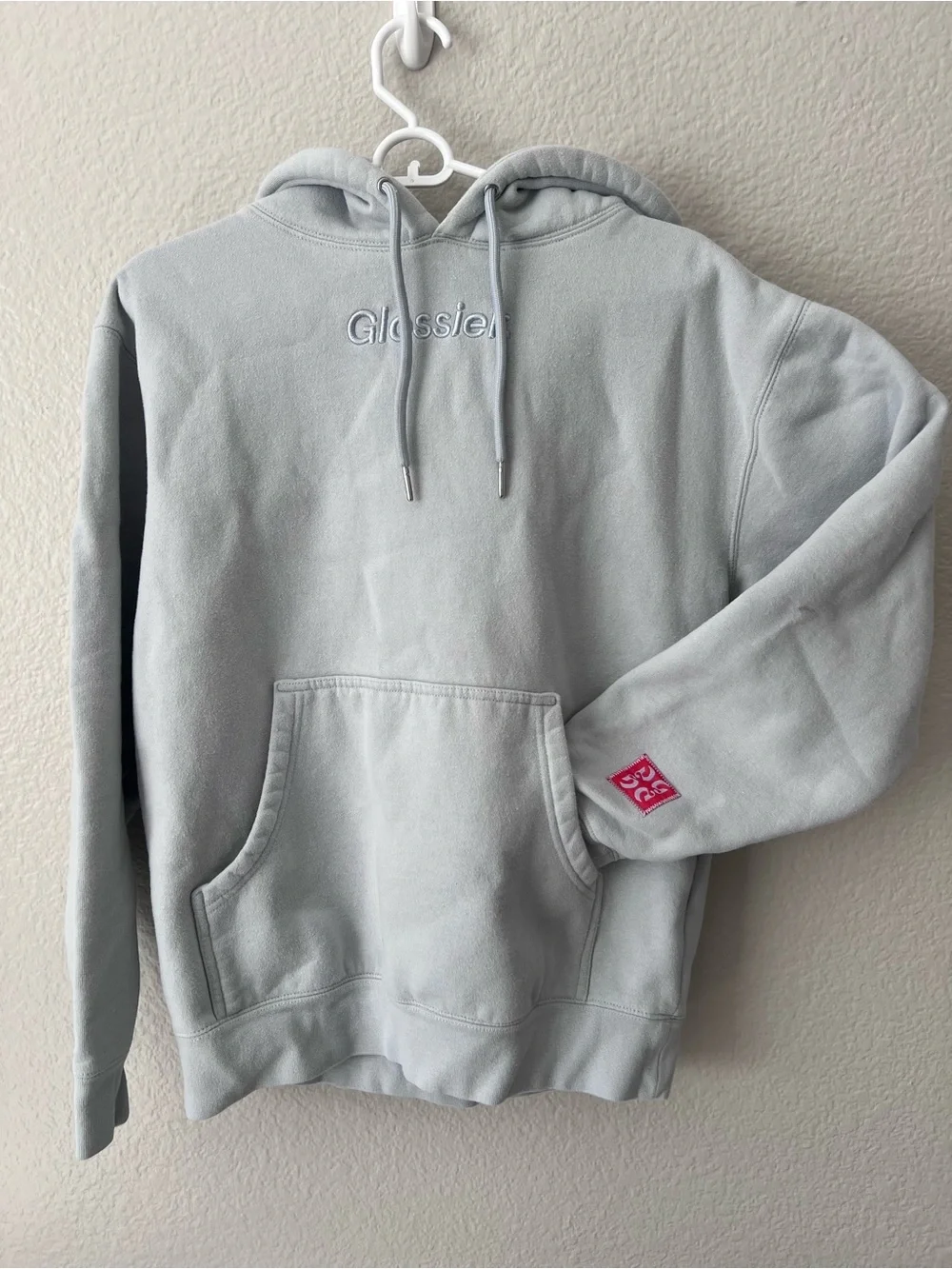 Light Blue Glossier Hoodie in Size Small